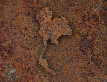 Map of Thailand on rusty metalの写真素材