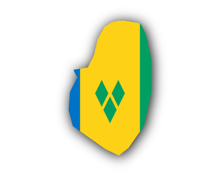 Map and flag of Saint Vincent and the Grenadinesのイラスト素材