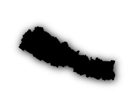 Map of Nepal with shadowのイラスト素材