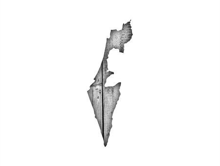 Map of Israel on weathered woodの写真素材