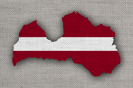 Textured map of Latvia in nice colorsの写真素材