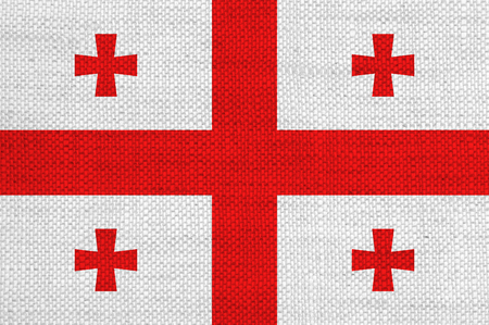 Flag of Georgia on old linenの写真素材