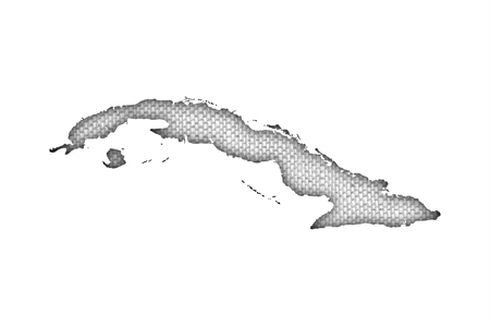 Map of Cuba on old linenの写真素材