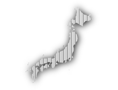 Map of Japan on corrugated ironの写真素材