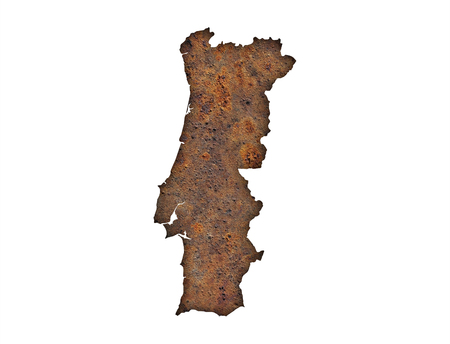 Map of Portugal on rusty metalの写真素材