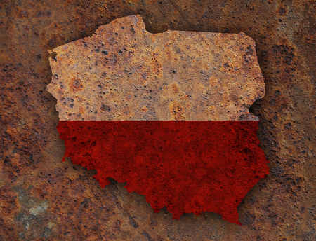 Textured map of Poland in nice colorsの写真素材