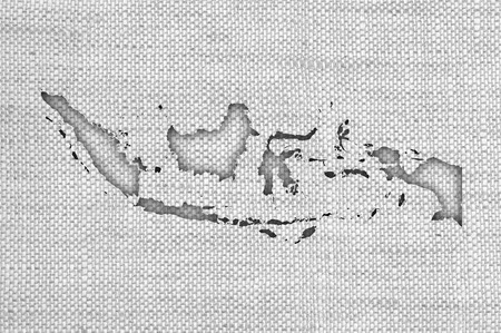 Map of Indonesia on old linenの写真素材