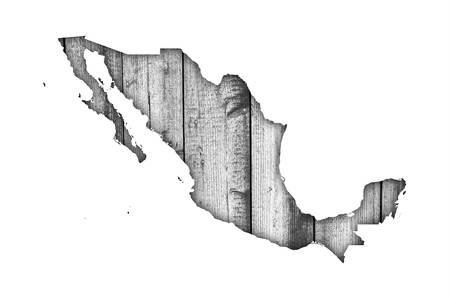 Map of Mexico on weathered woodの写真素材
