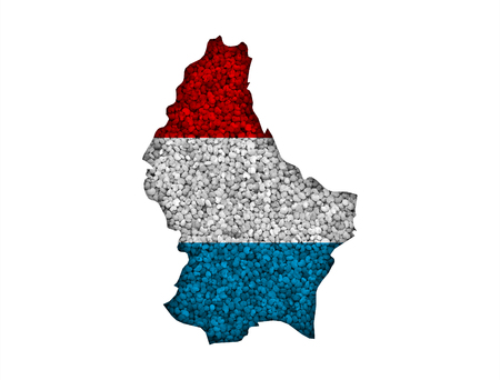 Map and flag of Luxembourg on poppy seedsの写真素材