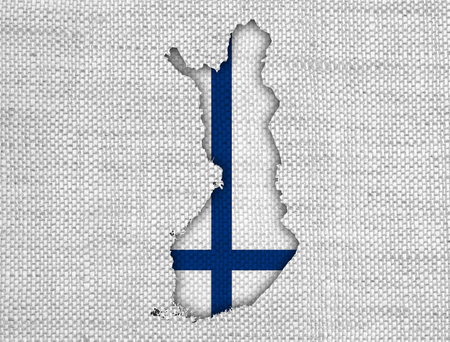 Map and flag of Finlandの写真素材