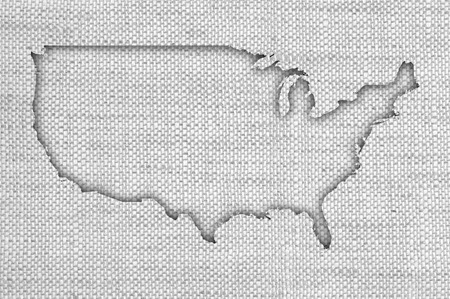 Map of the USA on old linenの写真素材