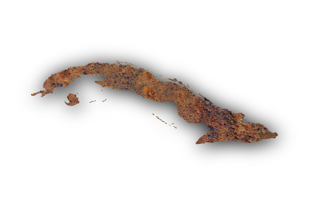 Map of Cuba on rusty metalの写真素材