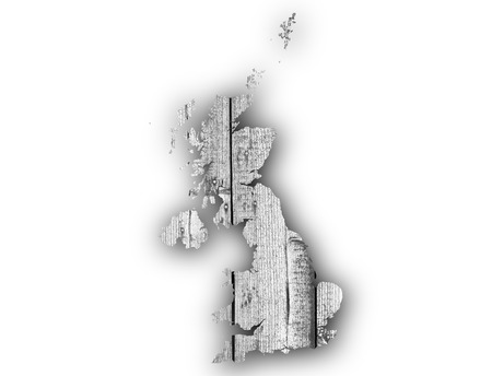 Map of Great Britain on woodの写真素材