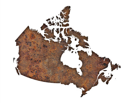 Map of Canada on rusty metalの写真素材