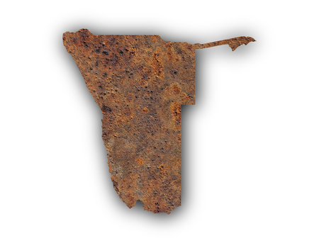 Map of Namibia on rusty metalの写真素材