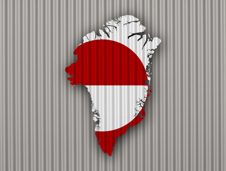 Map and flag of Greenland on corrugated ironの写真素材