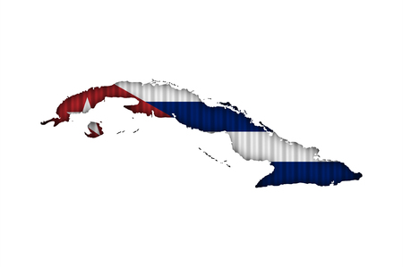 Map and flag of Cuba on corrugated ironの写真素材