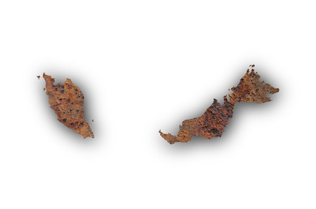 Map of Malaysia on rusty metalの写真素材
