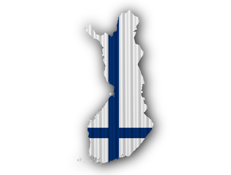 Map and flag of Finlandの写真素材