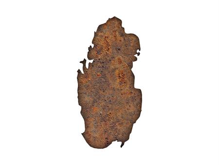 Map of Qatar on rusty metalの写真素材