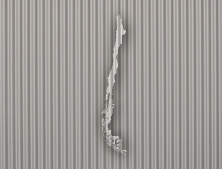 Map of Chile on corrugated ironの写真素材