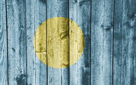 Flag of Palau on weathered woodの写真素材