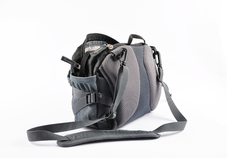 Camera bag on white  backgroundの写真素材