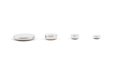 Coin cells on white backgroundの写真素材