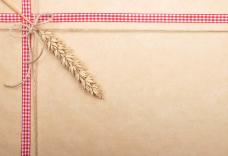 Background with ribbon and twineの写真素材