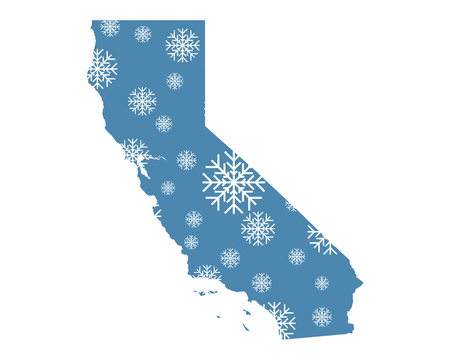 Map of California with snowflakesのイラスト素材