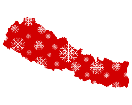 Map of Nepal with snowflakesのイラスト素材