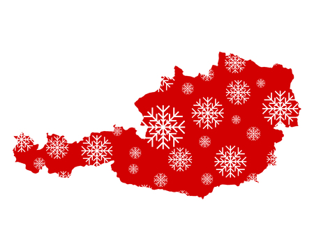 Map of Austria with snowflakesのイラスト素材