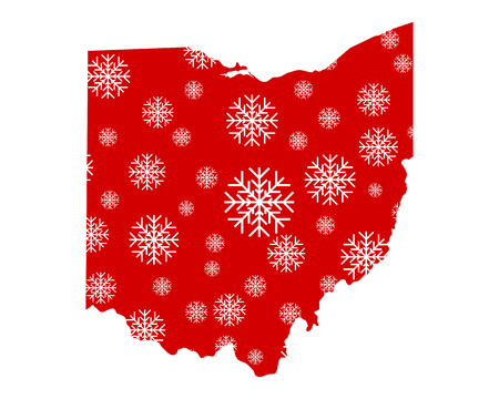 Map of Ohio with snowflakesのイラスト素材