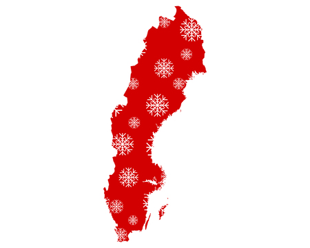 Map of Sweden with snowflakesのイラスト素材