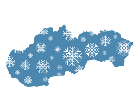 Map of Slovakia with snowflakesのイラスト素材