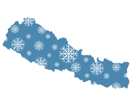 Map of Nepal with snowflakesのイラスト素材