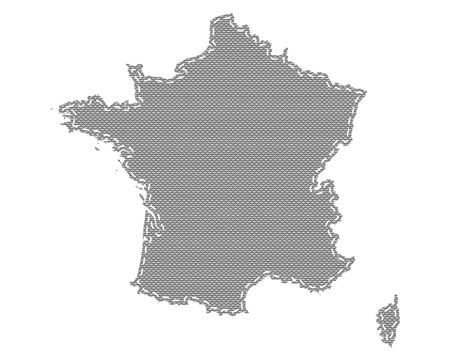 Map of France on cloth with stitchesのイラスト素材