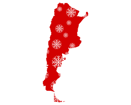 Map of Argentina with snowflakesのイラスト素材