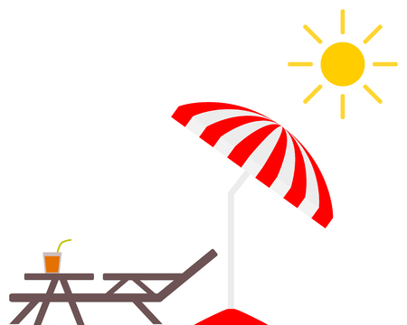 Sunshade, table, sun lounge and sunのイラスト素材