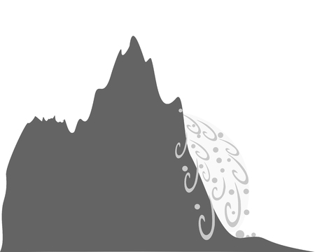 Avalanche at mountainside on whiteのイラスト素材
