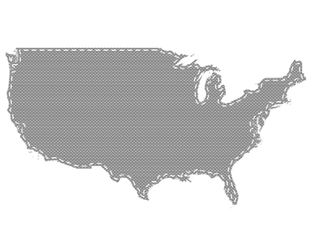 Map of the USA on cloth with stitchesのイラスト素材