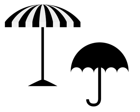 Umbrella and sunshade on white backgroundのイラスト素材
