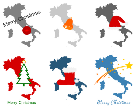 Map of Italy with Christmas symbolsのイラスト素材