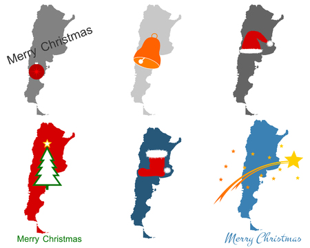 Map of Argentina with Christmas symbolsのイラスト素材