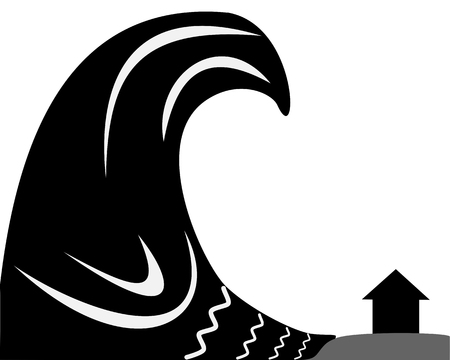 Illustration of Tsunami on whiteの写真素材