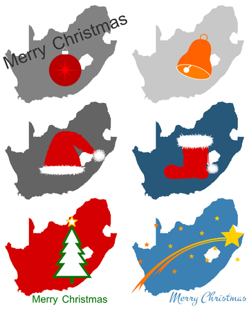 Maps of South Africa with Christmas symbols のイラスト素材