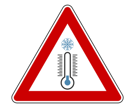 Traffic warning sign cold on white