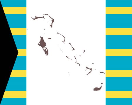 Map of the Bahamas on background with flagのイラスト素材