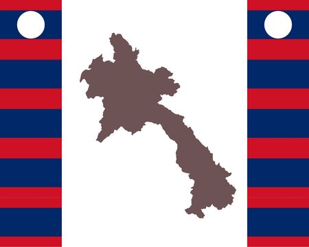Map of Laos on background with flagのイラスト素材