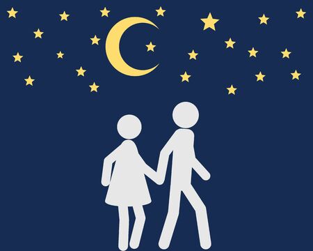 Man and woman going for a walk hand in handのイラスト素材